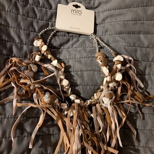 MIA COLLECTION Beige and Brown Fringe Necklace